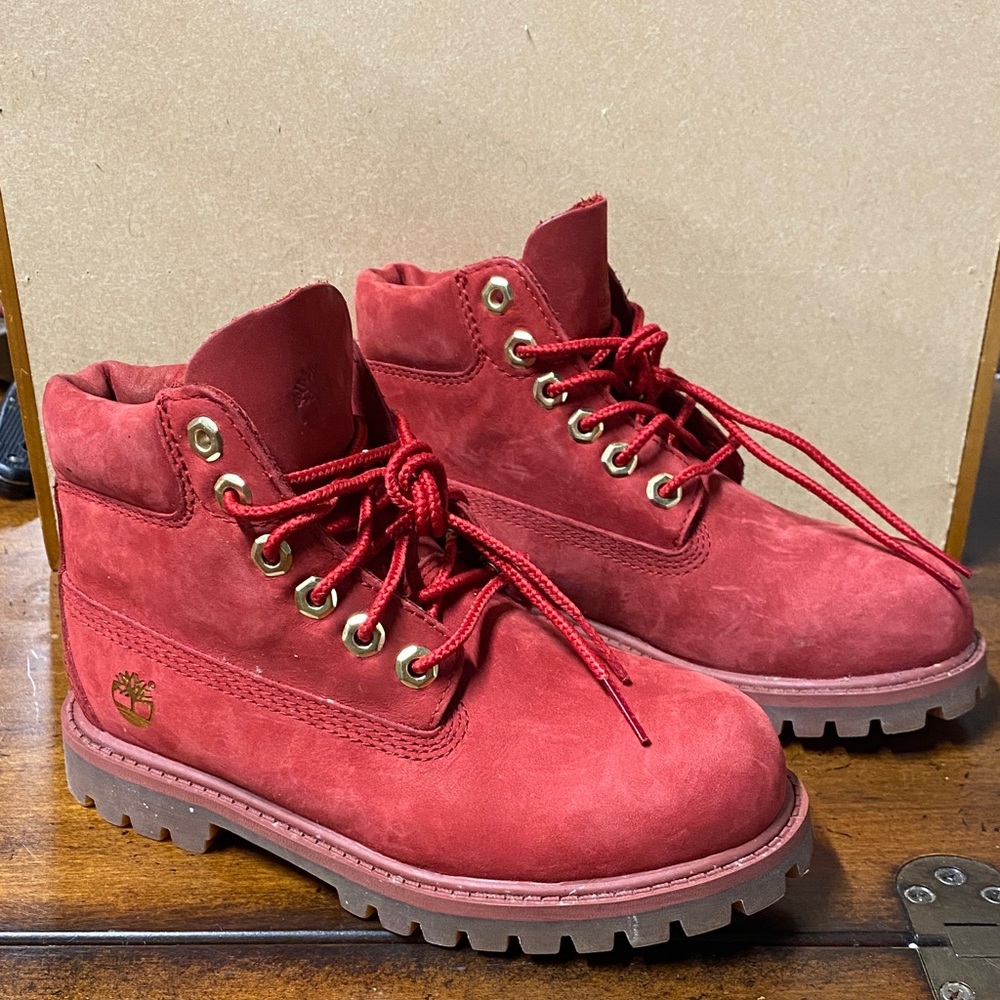 Kids Timberland Red 6 inch Premium Boots